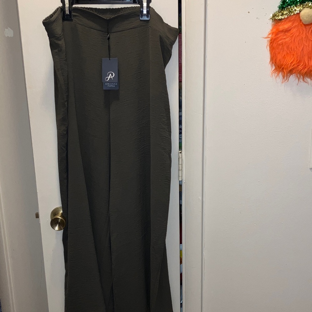Adrianna Papell Olive Green Palozzo Pants Size XL New